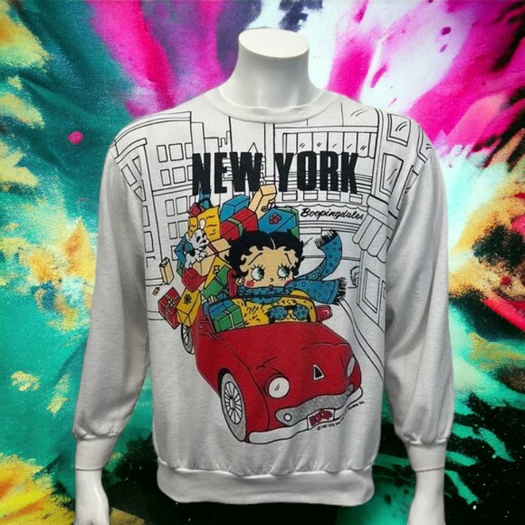 Vintage 1987 Betty Boop Boopingdales New York Double Side Graphic Sweatshirt LG